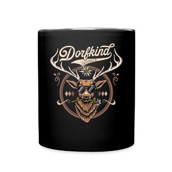 Dorfkind T-Shirt Herren Damen Dorfkind Shirt - Tasse einfarbig - Schwarz - Vorne