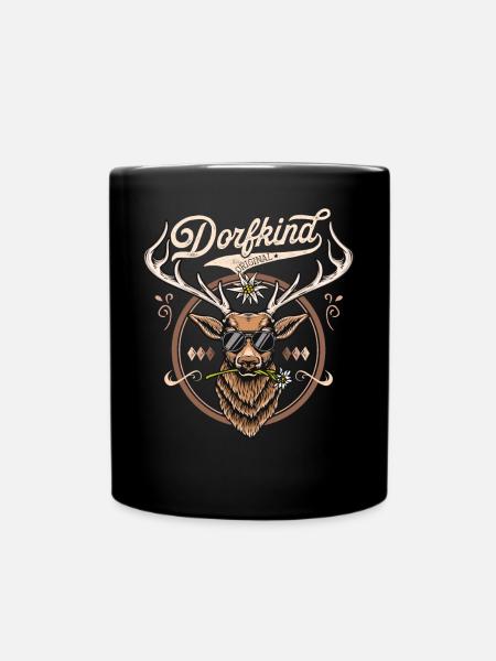 Dorfkind T-Shirt Herren Damen Dorfkind Shirt - Tasse einfarbig - Schwarz