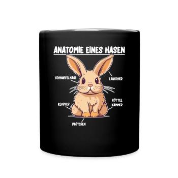 Anatomie eines Hasen lustige Kanninchen Erklärung - Tasse einfarbig - Schwarz - Vorne