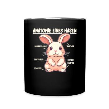 Anatomie eines Hasen lustige Kanninchen Erklärung - Tasse einfarbig - Schwarz - Vorne
