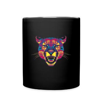 Farbiger Berglöwe - Tasse einfarbig - Schwarz - Vorne