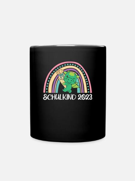 Schulkind 2023 Einschulung Drache Schule - Tasse einfarbig - Schwarz