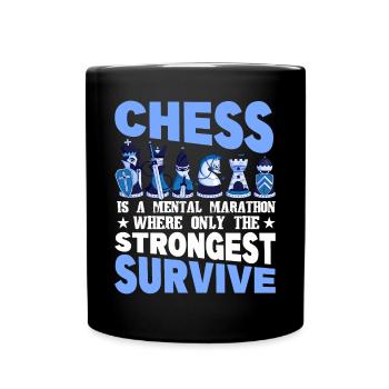 Schach Schachfigur König Bauer Traum - Tasse einfarbig - Schwarz - Vorne