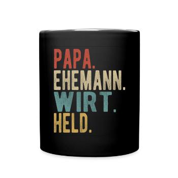 Wirt Papa Ehemann Held - Tasse einfarbig - Schwarz - Vorne