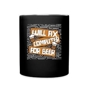Will Fix Computer For Beer IT Operations Admin - Full Colour Mug - black - Front