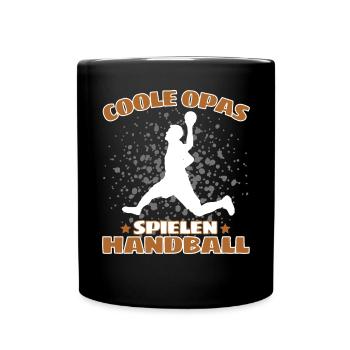 COOLE OPAS SPIELEN HANDBALL Handballer - Tasse einfarbig - Schwarz - Vorne