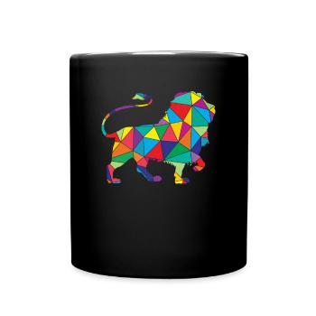Lion Polygon Low Poly Wild Animal - Full Colour Mug - black - Front