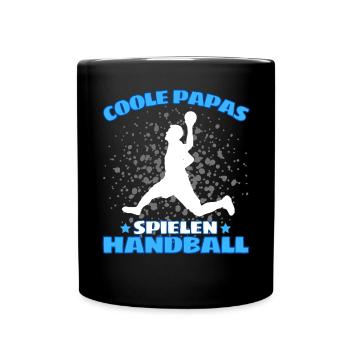 COOLE PAPAS SPIELEN HANDBALL Handballer - Tasse einfarbig - Schwarz - Vorne