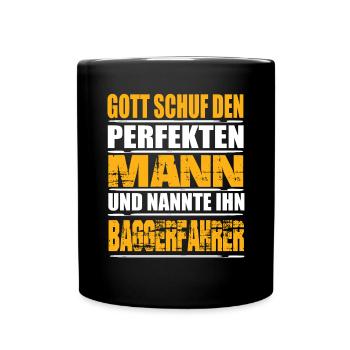 Baggerfahrer - Tasse einfarbig - Schwarz - Vorne