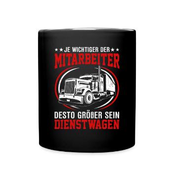 Je wichtiger der Mitarbeiter großer Dienstwagen - Tasse einfarbig - Schwarz - Vorne