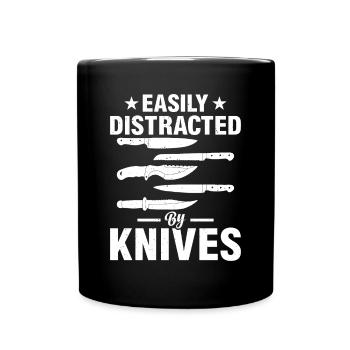 Easily Distracted By Knives Chefs Tools Cook Chef - Tasse einfarbig - Schwarz - Vorne