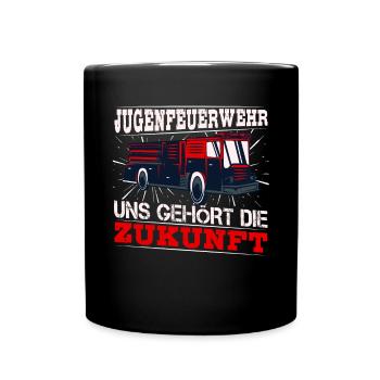 Jugendfeuerwehr Uns gehört die Zukunft - Tasse einfarbig - Schwarz - Vorne