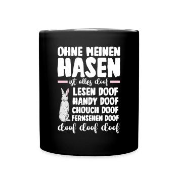Nagetier Kaninchen Hase - Tasse einfarbig - Schwarz - Vorne