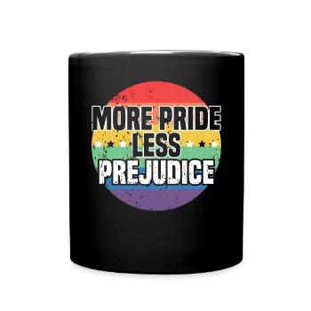 More Pride Less Prejudice Rainbow LGBTQ Gay Pride - Full Colour Mug - black - Front