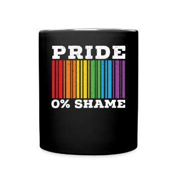 100% Pride 0% Shame Rainbow Month LGBTQ Gay Pride - Full Colour Mug - black - Front
