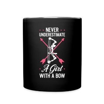 Girl Archer Archery Bowwomen Bow Bowhunter Toxophi - Full Colour Mug - black - Front