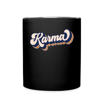 Karma, was herumgeht, kommt um Retro Karma - Tasse einfarbig - Schwarz - Vorne