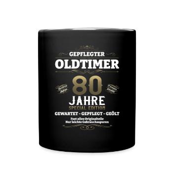 80. Geburtstag Mann Oldtimer Jahrgang 1943 - Tasse einfarbig - Schwarz - Vorne