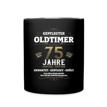 75. Geburtstag Mann Oldtimer Jahrgang 1948 - Tasse einfarbig - Schwarz - Vorne
