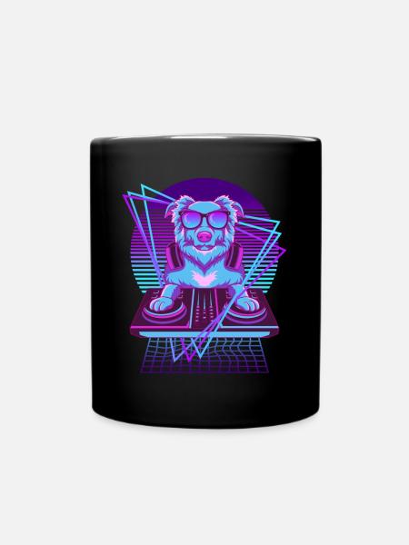 Vaporwave Dog DJ Chien de bureau - Mug uni - noir