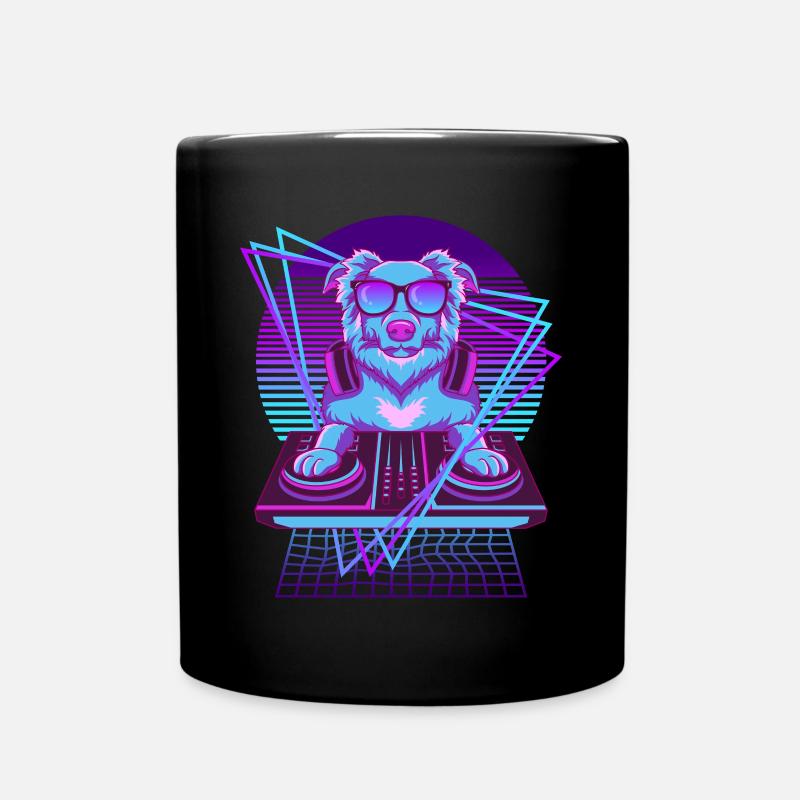 Vaporwave Dog DJ Chien de bureau - Mug uni - noir