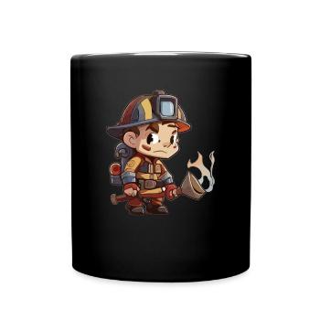 Style Fireman Cartoon - Mug uni - noir - Devant
