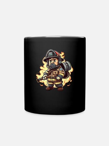 Style Fireman Cartoon - Mug uni - noir