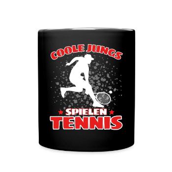 COOLE JUNGS SPIELEN TENNIS Das Lustige - Tasse einfarbig - Schwarz - Vorne