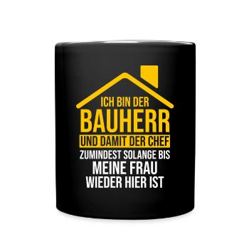 Bauherr - Tasse einfarbig - Schwarz - Vorne