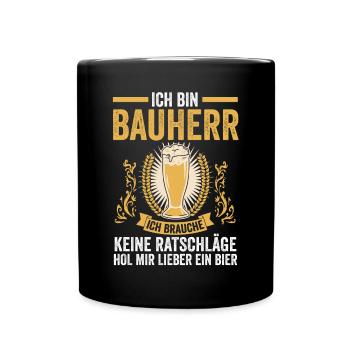 Bier Bauherr - Tasse einfarbig - Schwarz - Vorne