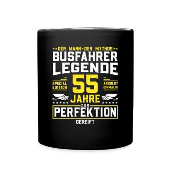 Busfahrer Legende - 55 Jahre Geburtstag Geschenk - Tasse einfarbig - Schwarz - Vorne