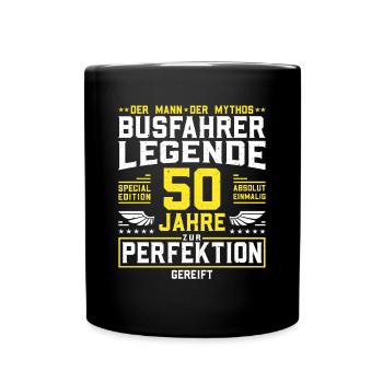 Busfahrer Legende - 50 Jahre Geburtstag Geschenk - Tasse einfarbig - Schwarz - Vorne