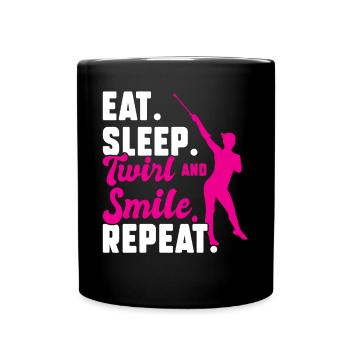 Twirl And Smile - Baton Twirler - Full Colour Mug - black - Front