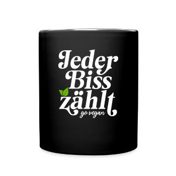 Veganer Jeder Biss Zählt Ich Liebe Tiere Go Vegan - Tasse einfarbig - Schwarz - Vorne