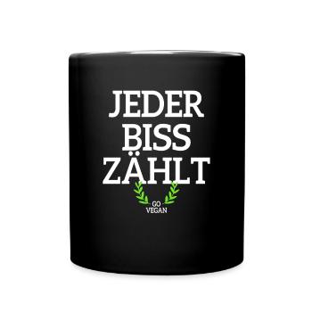 Veganer Jeder Biss Zählt Ich Liebe Tiere Go Vegan - Tasse einfarbig - Schwarz - Vorne