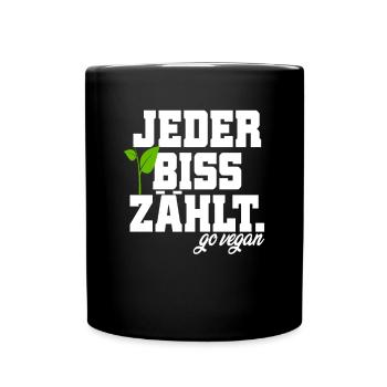 Veganer Jeder Biss Zählt Ich Liebe Tiere Go Vegan - Tasse einfarbig - Schwarz - Vorne