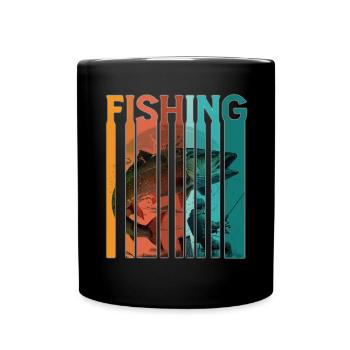 Vintage Angler Retro Angeln Fischer Angel - Tasse einfarbig - Schwarz - Vorne
