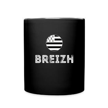 Drapeau Bretagne Texte Breizh pour Breton - Mug uni - noir - Devant