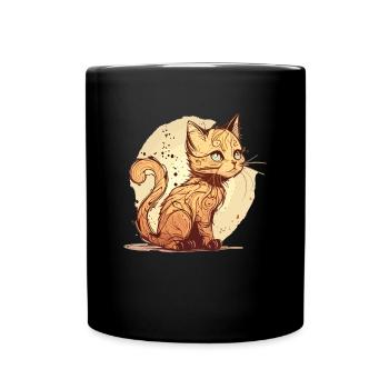 Chat dans le style comique - Mug uni - noir - Devant