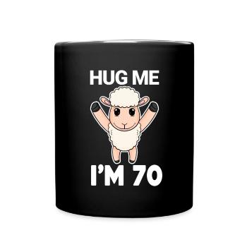 70 Geburtstag - 70 Jahre - Umarmung - Tasse einfarbig - Schwarz - Vorne