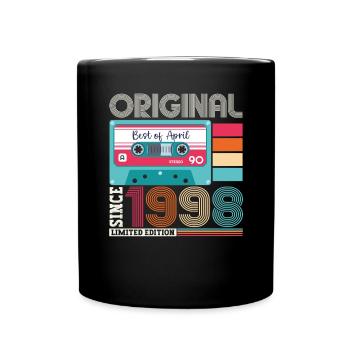 25th birthday man April born 1998 cassette - Full Colour Mug - black - Front