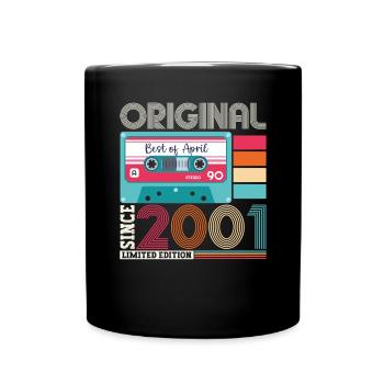 22. Geburtstag Mann April Jahrgang 2001 Kassette - Tasse einfarbig - Schwarz - Vorne