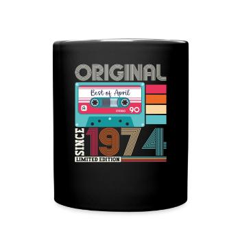 49th birthday man April Born 1974 Cassette - Full Colour Mug - black - Front