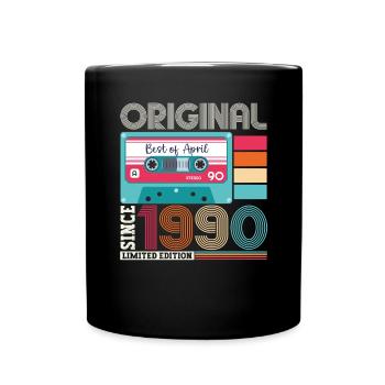 33rd birthday man April born 1990 cassette - Full Colour Mug - black - Front