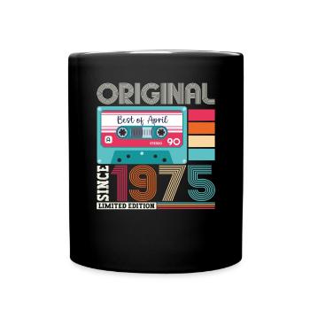 48. Geburtstag Mann April Jahrgang 1975 Kassette - Tasse einfarbig - Schwarz - Vorne