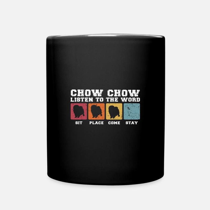 Chow Chow listen on word - Full Colour Mug - black