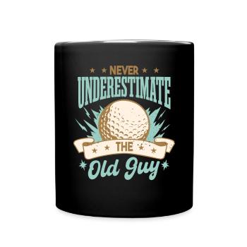 Never Underestimate The Old Guy Golf - Full Colour Mug - black - Front