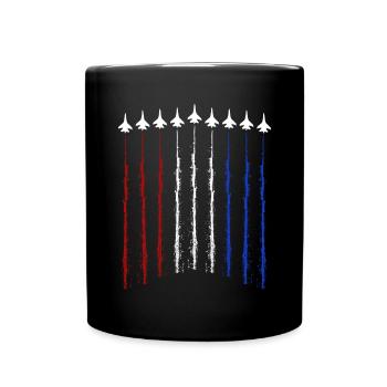 Airplane Plane USA Flag - Tasse einfarbig - Schwarz - Vorne