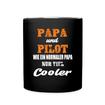 Papa und Pilot - Tasse einfarbig - Schwarz - Vorne