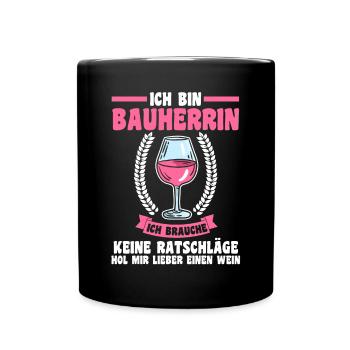 Bier Bauherrin - Tasse einfarbig - Schwarz - Vorne